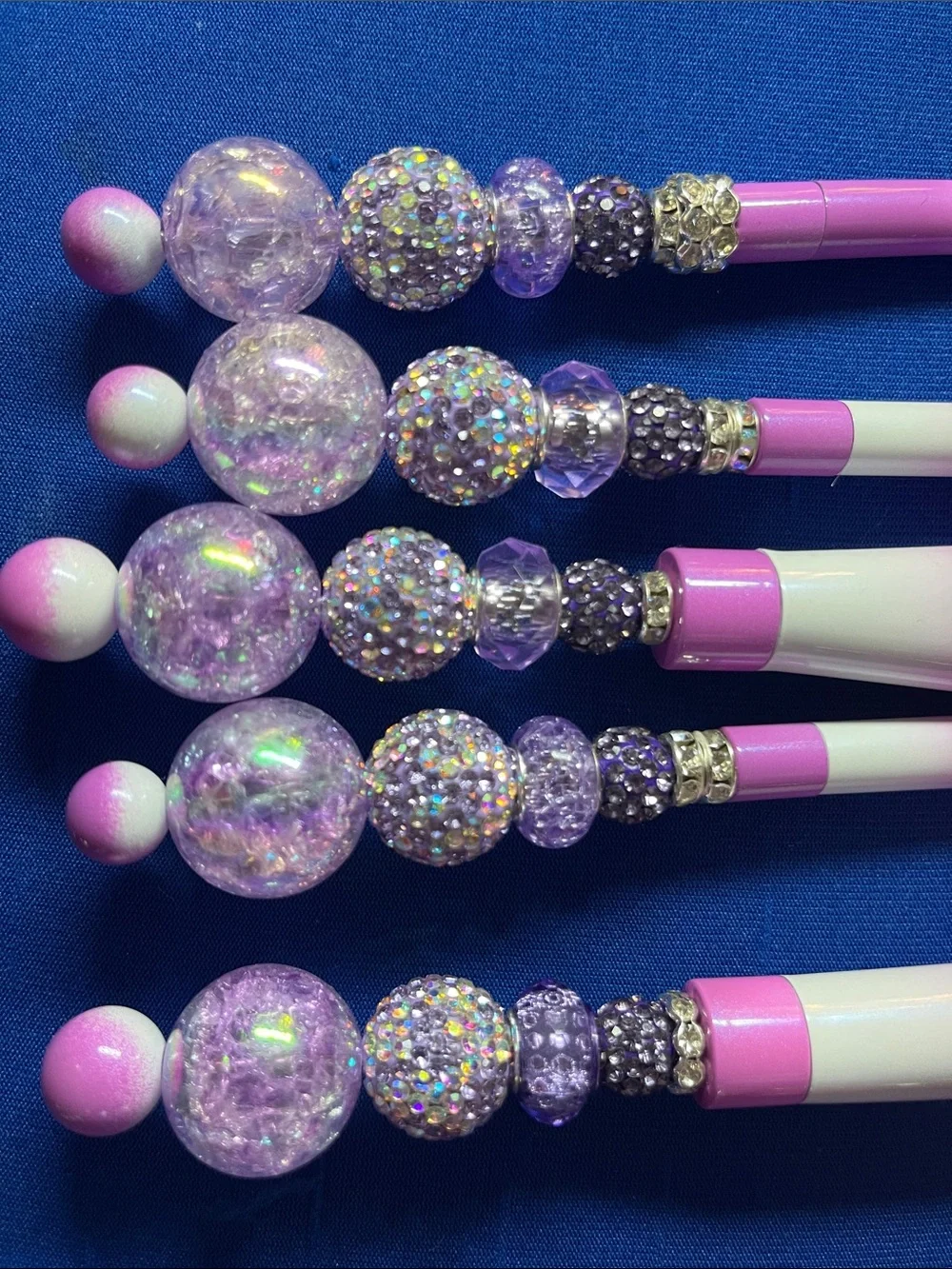 Hand Crafted Purple and White Decorative Makeup Brush Set